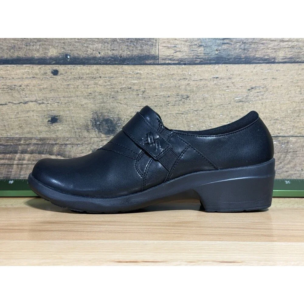 🔥Clarks Collection Women's 11W Angie Pearl Black Leather Slip On Loafers Shoes